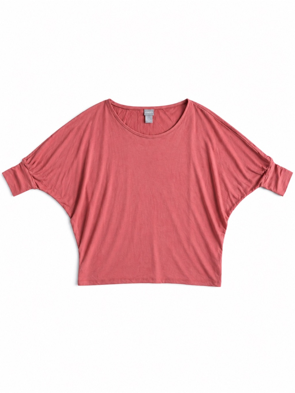 Chico’s V-Neck Sandwash Dolman Sleeve Top Desert Coral Size 2 (Large)